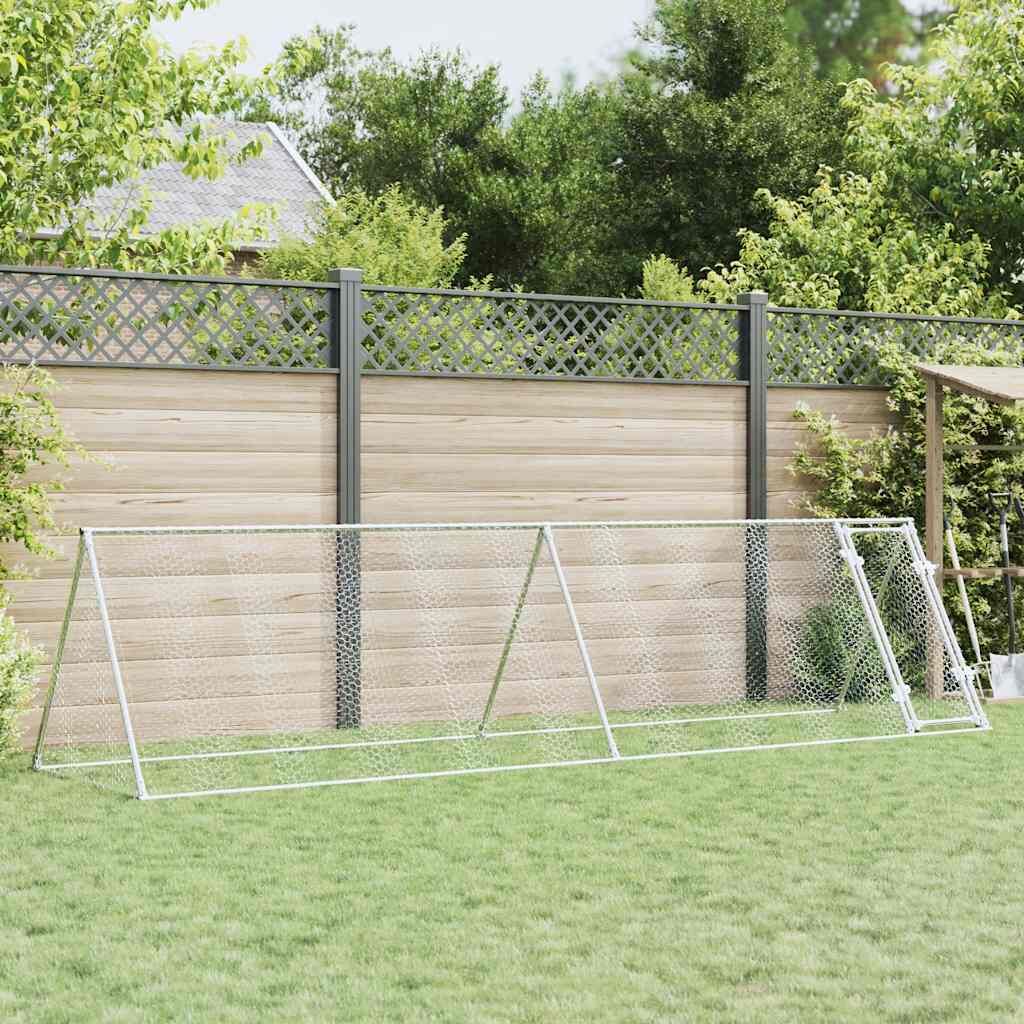 Vidaxl Jaula Para Gallinas Acero Galvanizado Plateado 400x105x91 Cm_1
