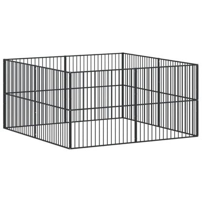 Vidaxl Corralito Para Perros Con 8 Paneles Acero Galvanizado Negro_0