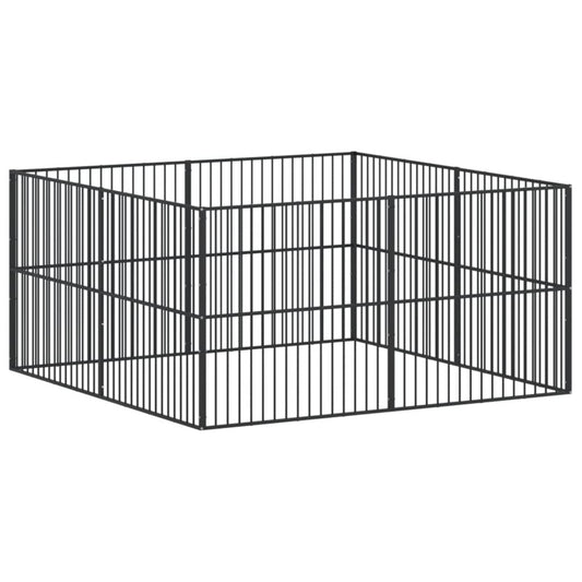 Vidaxl Corralito Para Perros Con 8 Paneles Acero Galvanizado Negro_0