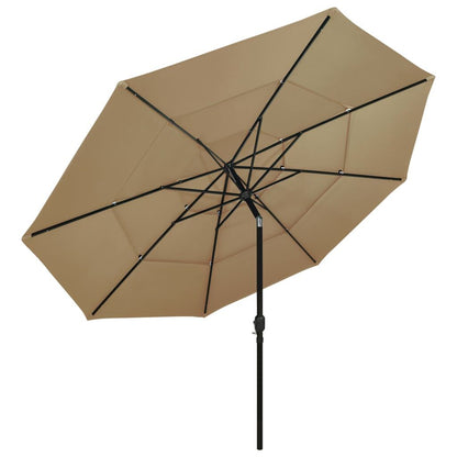 Vidaxl Sombrilla Jardín De 3 Niveles Con Palo De Aluminio Taupe 3,5 M_1