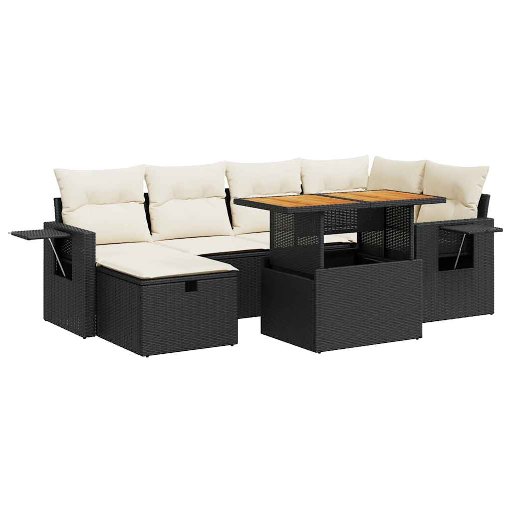 Set Sofás Jardín Y Cojines 8 Pzas Ratán Sintético Acacia Negro / Vetonek_3