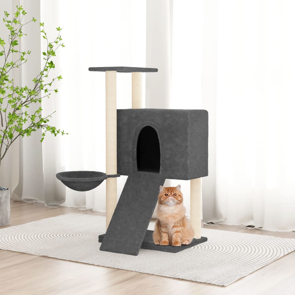 Rascador Para Gatos Con Postes De Sisal Gris Oscuro 96 Cm_1