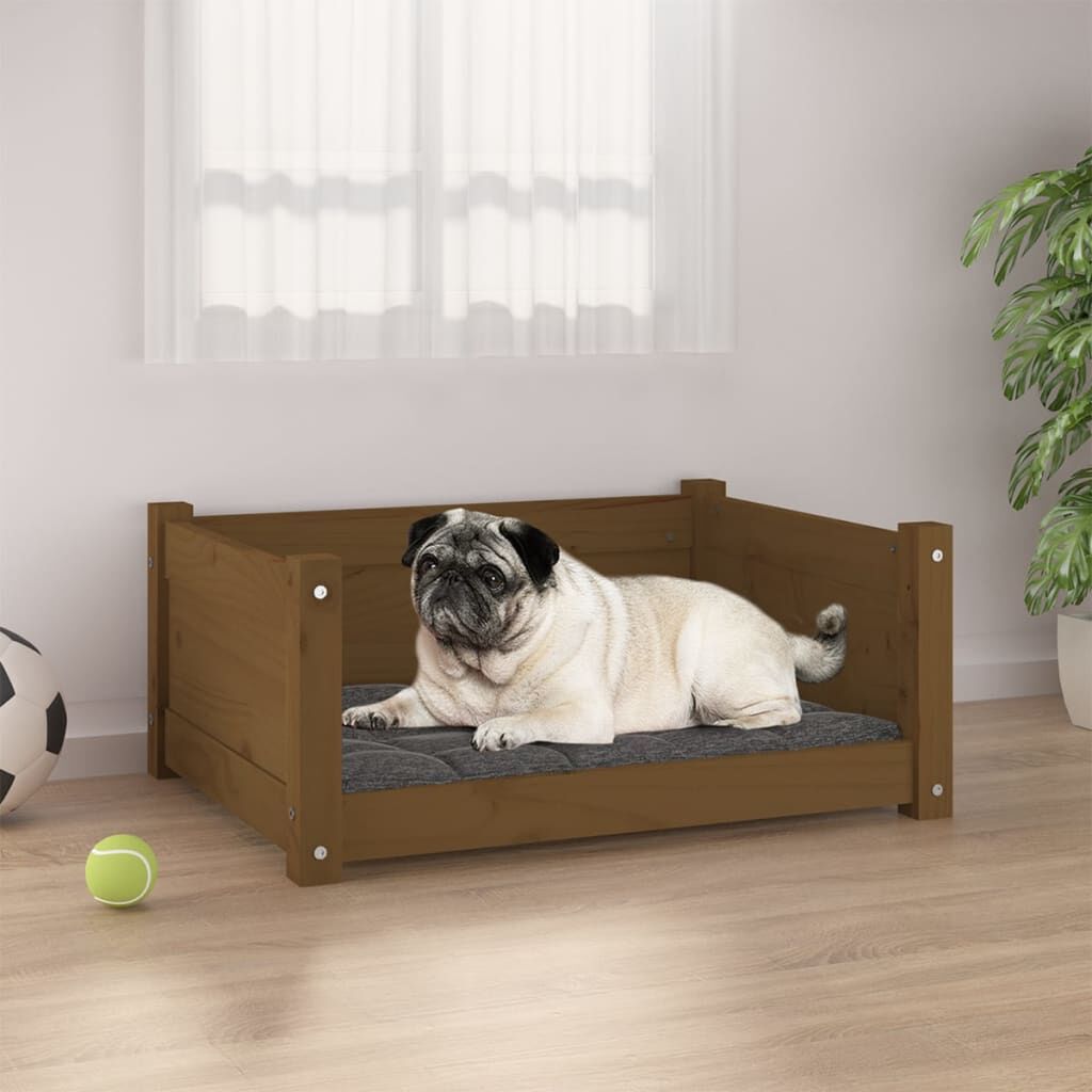 Vidaxl Cama Para Perros Madera Maciza Pino Marrón Miel 65,5x50,5x28 Cm_1