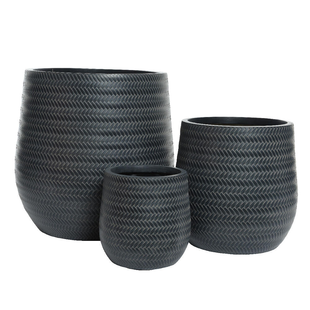 Macetero Fibra De Vidrio Bambu Color Antracita 32cm