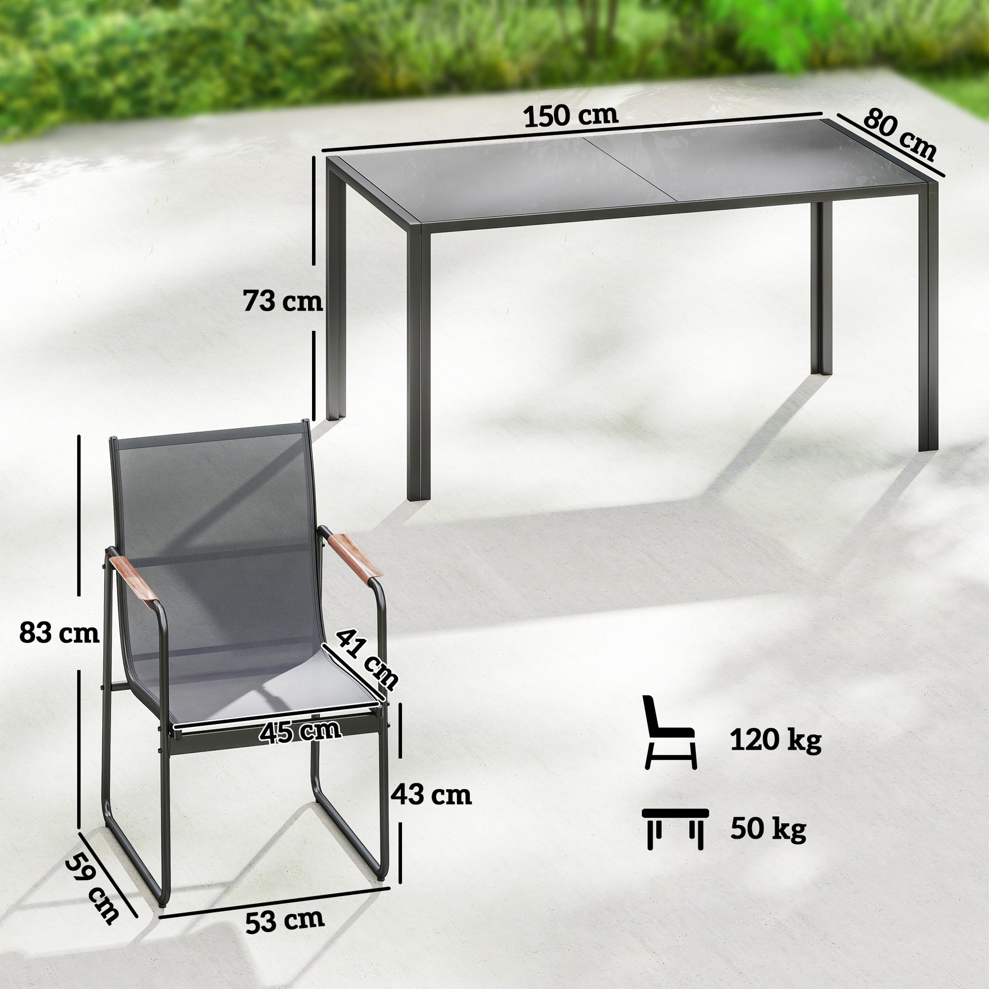 Outsunny Conjunto De Mesa Y Sillas Jardín De 7 Piezas_2