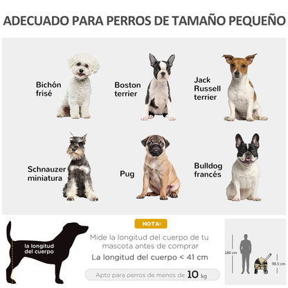 Pawhut Carrito Para Perros 2 En 1 Plegable Con Correas De Seguridad Caqui_3