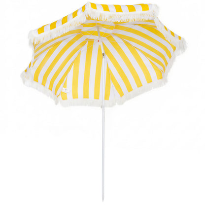 Outsunny Sombrilla De Playa Con Flecos Ø180 Cm Altura Ajustable, Inclinación 30°_0