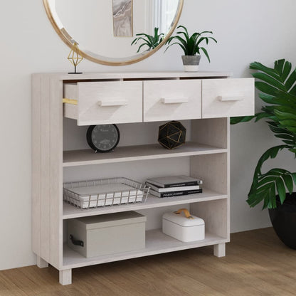 Mesa Consola Hamar Madera Maciza De Pino Blanco 90x35x90 Cm_1