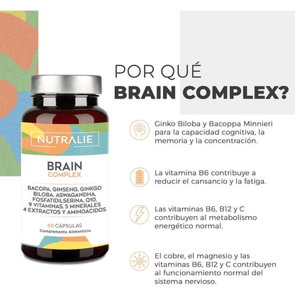 Nutralie Brain Complex Nootrópico con Agilidad Mental 60 Cápsulas