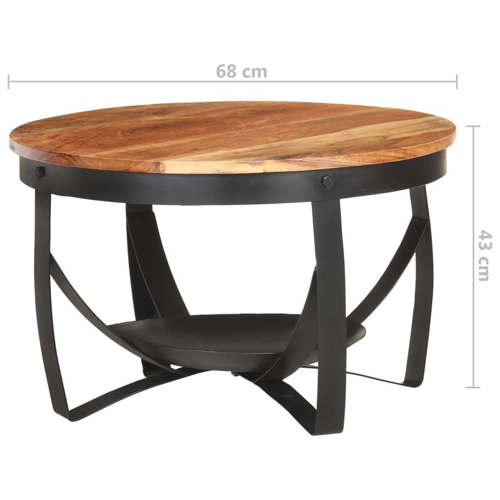 Mesa De Centro De Madera Maciza De Acacia Ø68x43 Cm_4