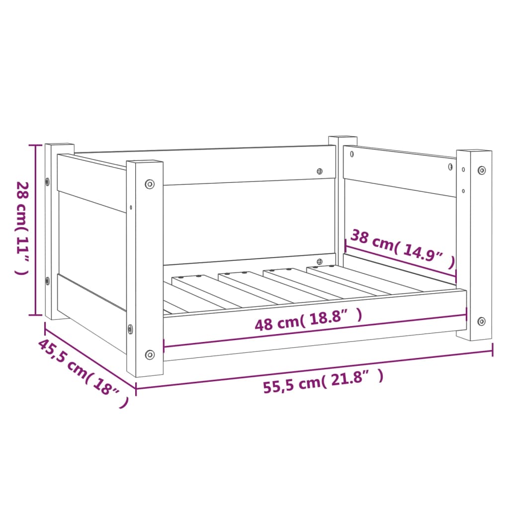 Cama Para Perros Madera Maciza De Pino Negro 55,5x45,5x28 Cm / Vetonek_1