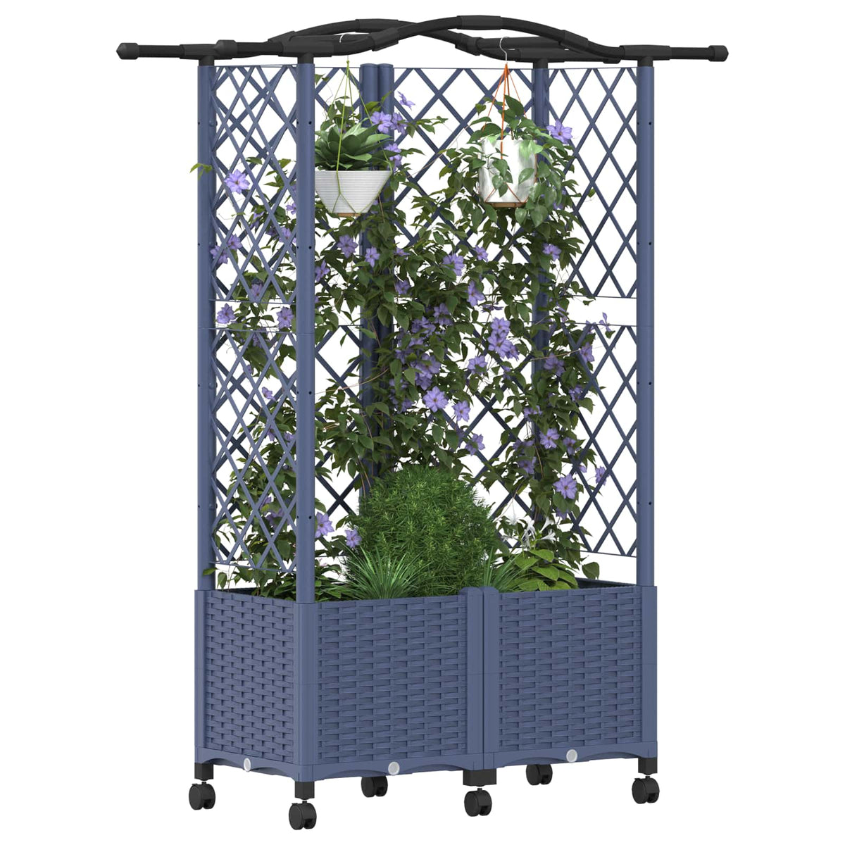 Cama Elevada Con Trellis Y Techo Gris 122 X 40 X 144 Cm Pp_2