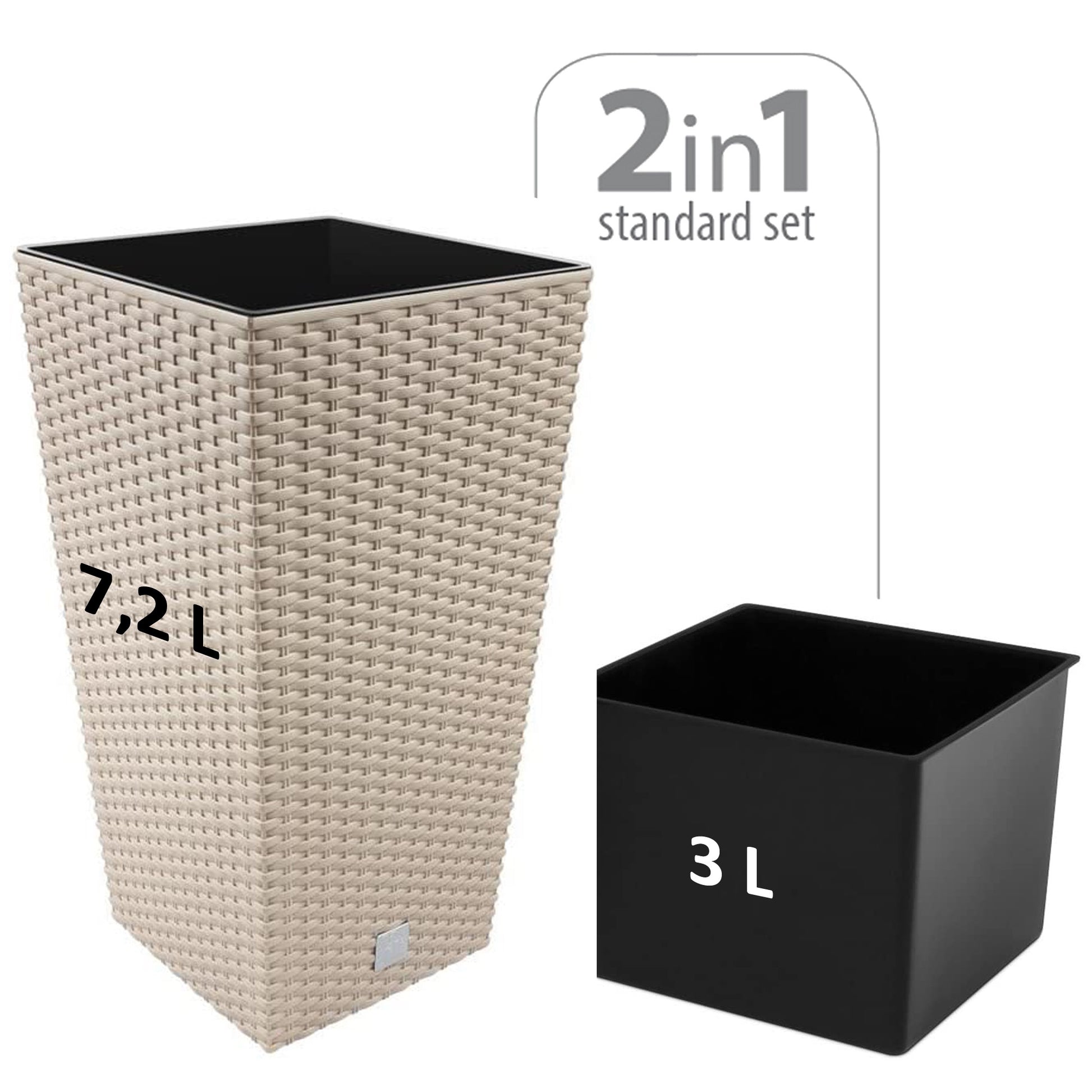 Maceta Rato De 7,2 Litros Con Inserto 17 X 17 X 32,4 Cm En Color Mocca_1