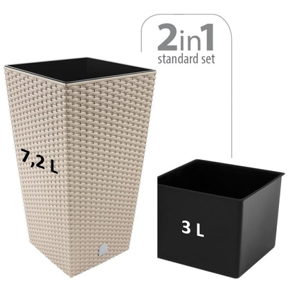 Maceta Rato De 7,2 Litros Con Inserto 17 X 17 X 32,4 Cm En Color Mocca_1