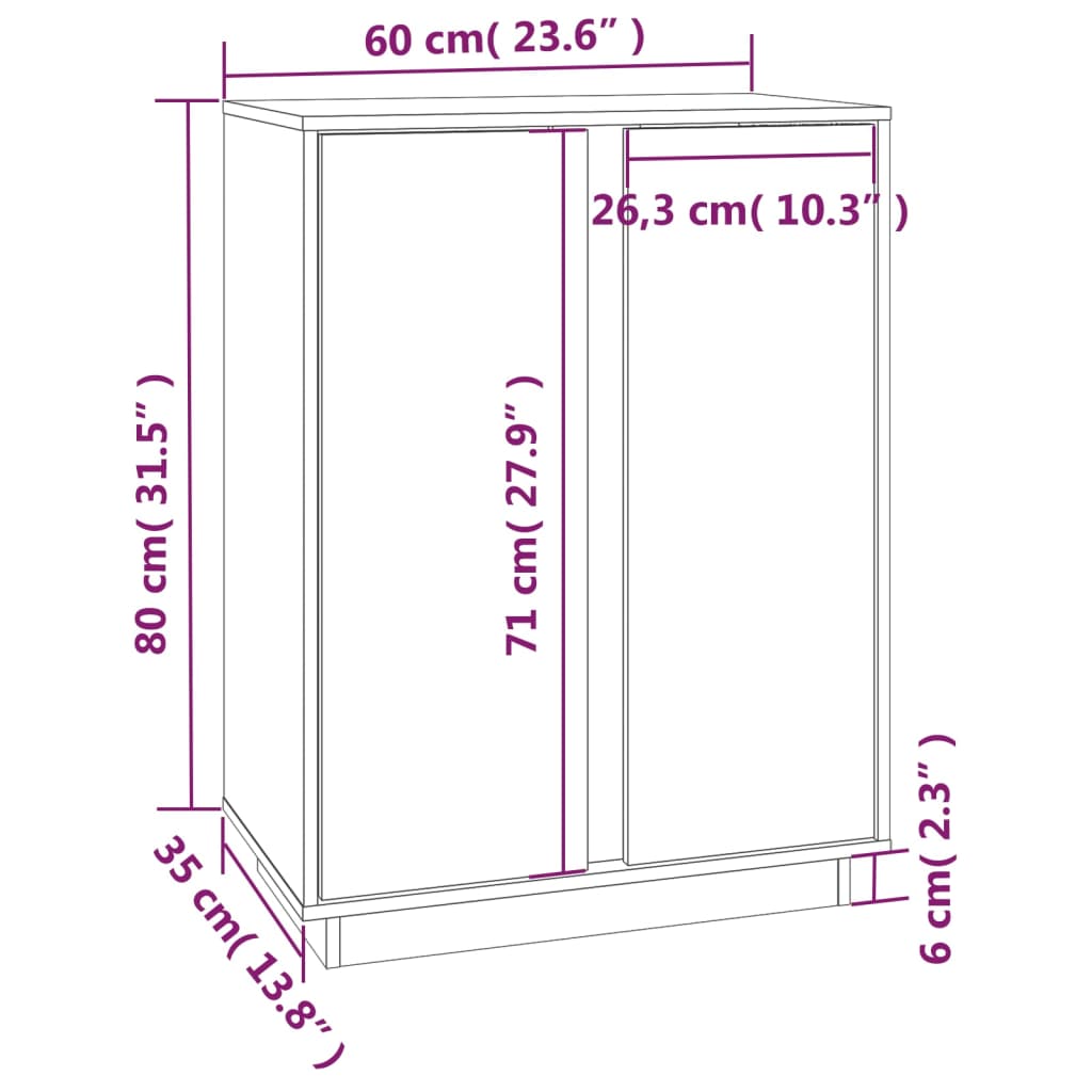 Aparador De Madera Maciza De Pino 60x35x80 Cm / Vetonek_5