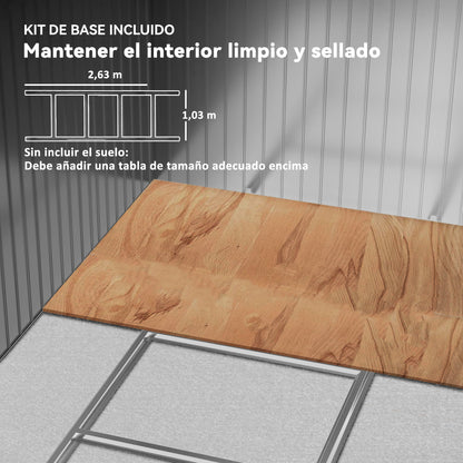 Outsunny Caseta De Jardín Exterior 4,9 M² 277x195x192 Cm Puerta Corredera Gris_5
