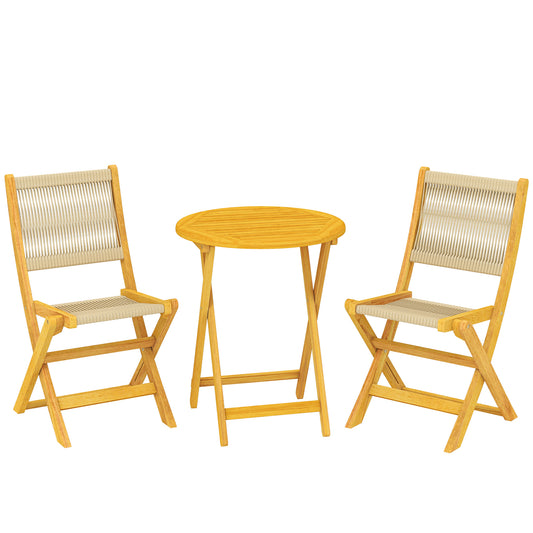 Outsunny Conjunto De Muebles De Jardín Con 2 Sillas Plegables Y Mesa Natural_0