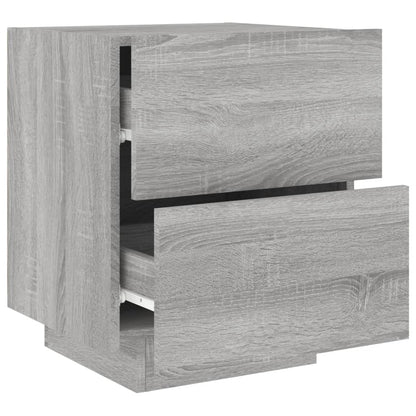 Mesita De Noche Con Luces Led Madera De Ingeniería Gris Sonoma_4