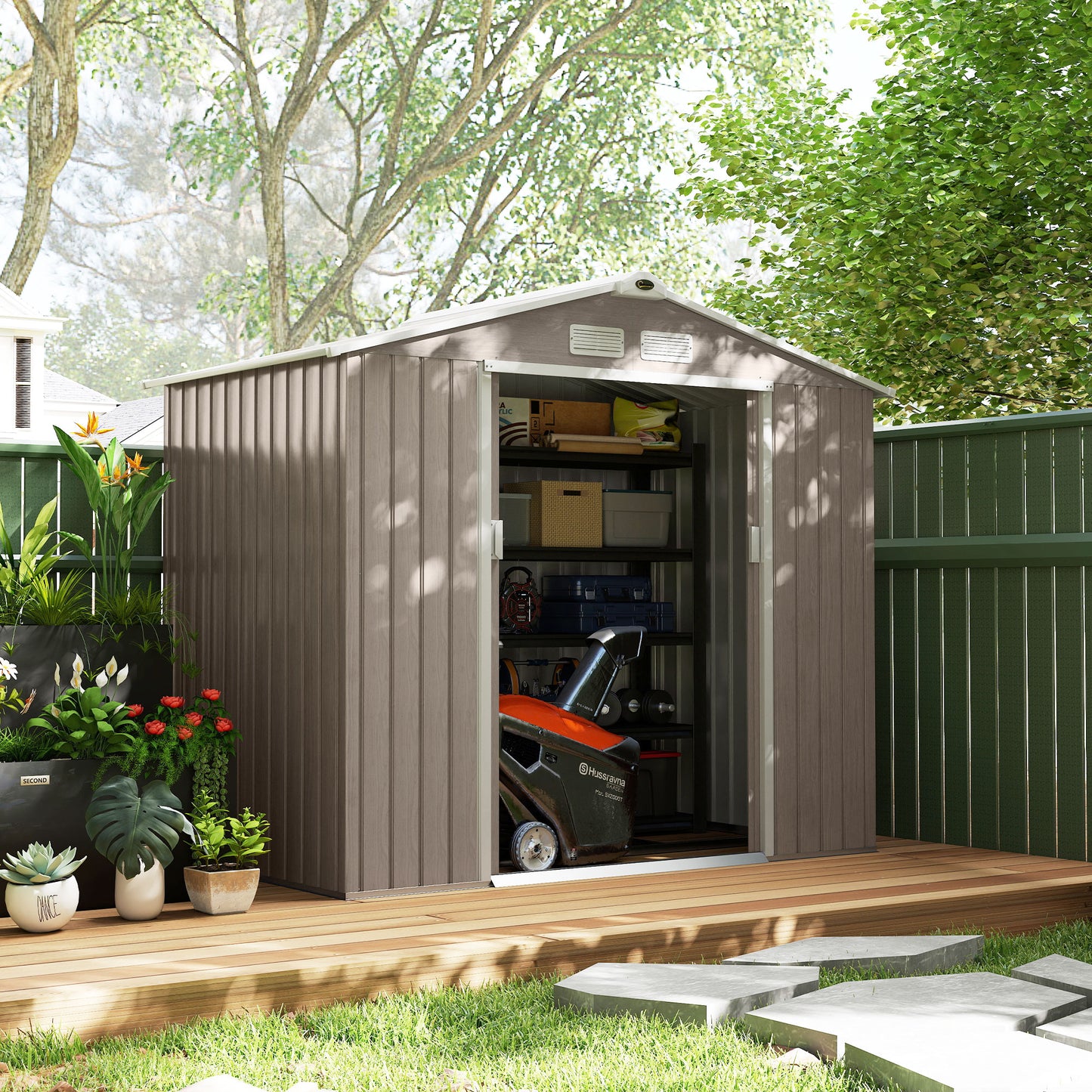 Outsunny Caseta De Jardín Exterior 2,42 M² 213x130x185 Cm Con Puerta Corredera_4