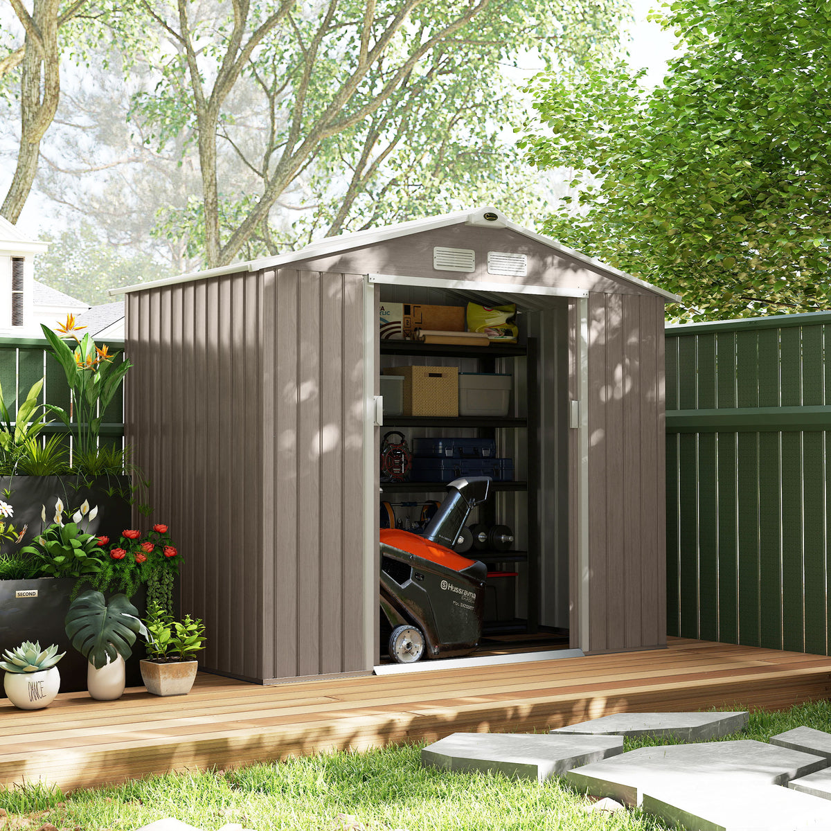 Outsunny Caseta De Jardín Exterior 2,42 M² 213x130x185 Cm Con Puerta Corredera_4