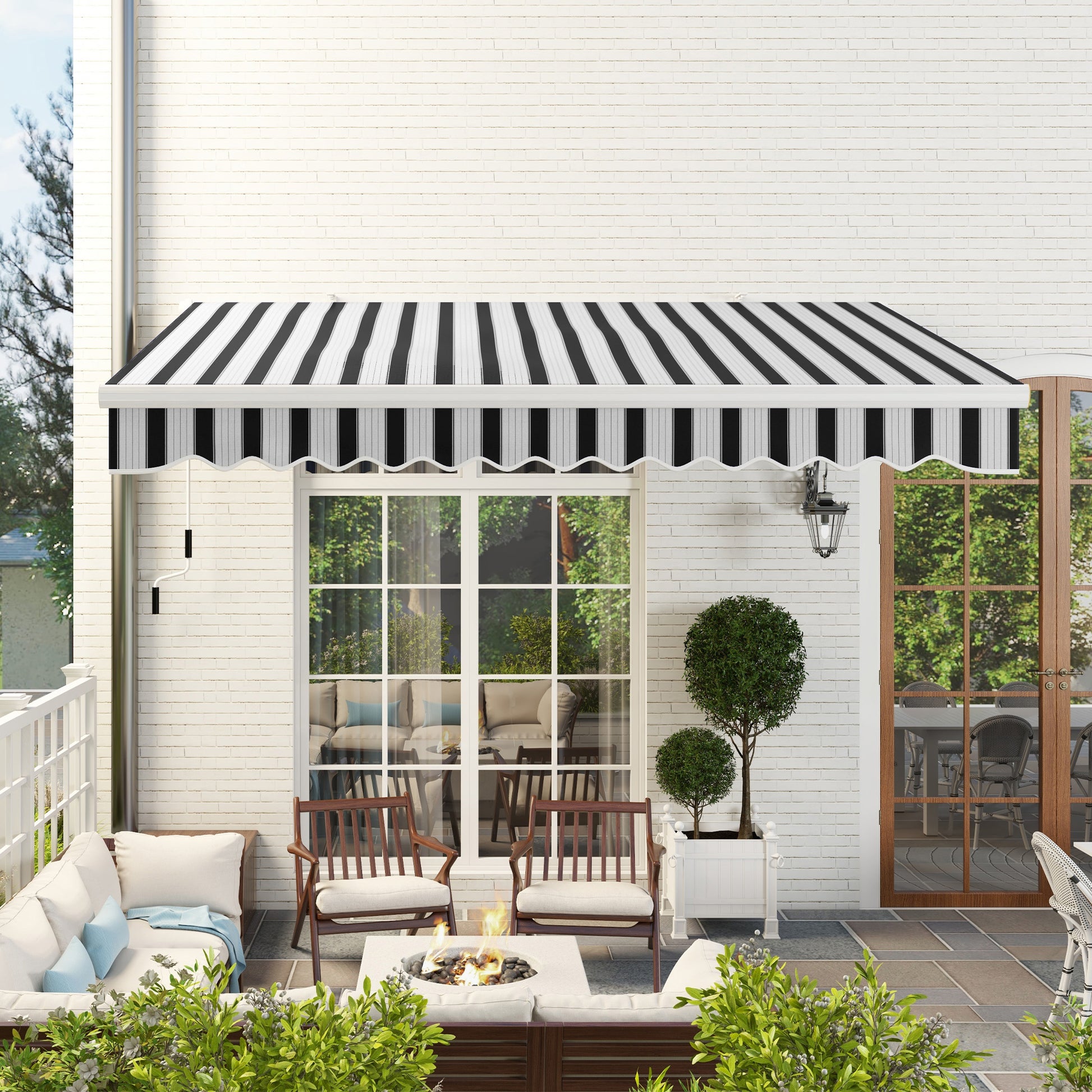 Outsunny Toldo Manual Retráctil 395x245 Cm Ángulo Ajustable Azul Y Blanco_1