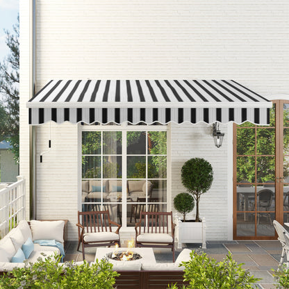Outsunny Toldo Manual Retráctil 395x245 Cm Ángulo Ajustable Azul Y Blanco_1
