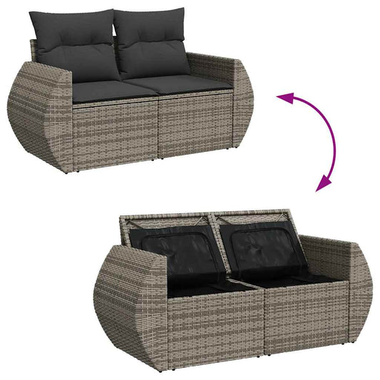 Set De Sofás De Jardín Y Cojines 8 Piezas Ratán Sintético Gris / Vetonek_0