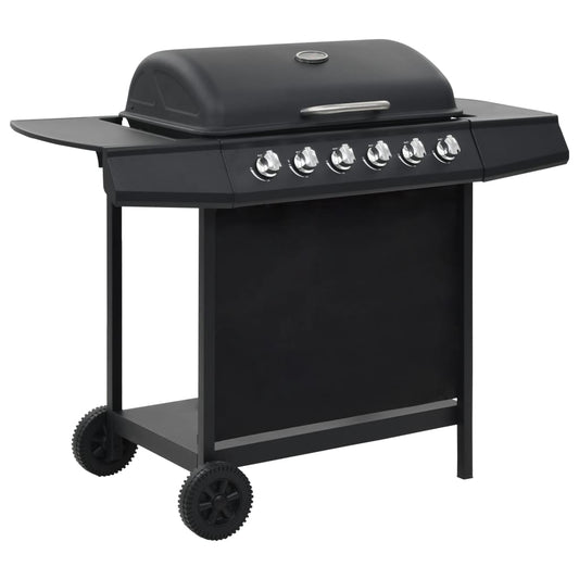 Barbacoa Portátil De Gas Con 6 Zonas De Cocción Negra De Acero / Vetonek_0
