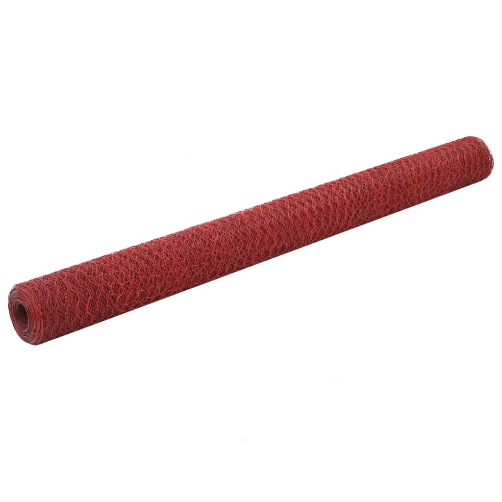 Alambrada De Gallinero Acero Revestimiento Pvc Rojo 25x1,5 M / Vetonek_2