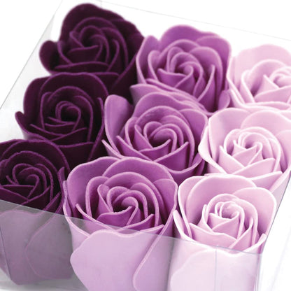 Pack 10 Cajas 9 Rosas De Jabón (lila) - Flores Con Pétalos De Jabón Perfumados - Regalo Original Para Días Especiales_1