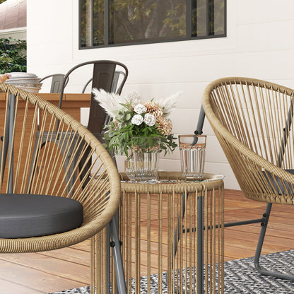 Outsunny Conjunto De Muebles De R 1 Mesa Redonda Y 2 Sillas Con Cojines Natural_3