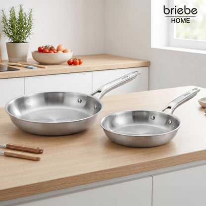 Briebe Pure Inox Juego De 2 Sartenes Acero Inoxidable Inducción 20-24 Cm, 3 Capas Tri-ply, Sin Antiadherente_1