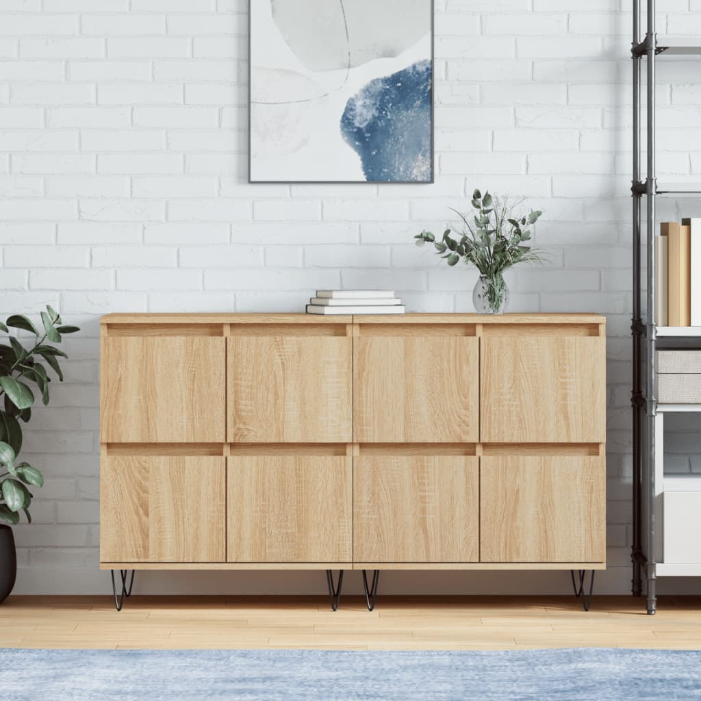Aparadores 2 Uds Madera Contrachapada Color Roble Sonoma_0