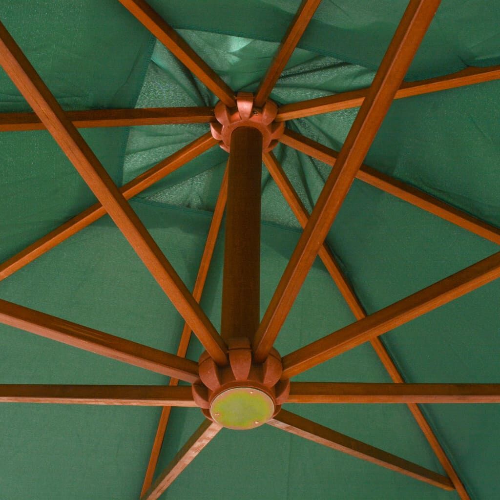 Vidaxl Sombrilla Colgante Con Palo De Madera Verde 300x300 Cm_3