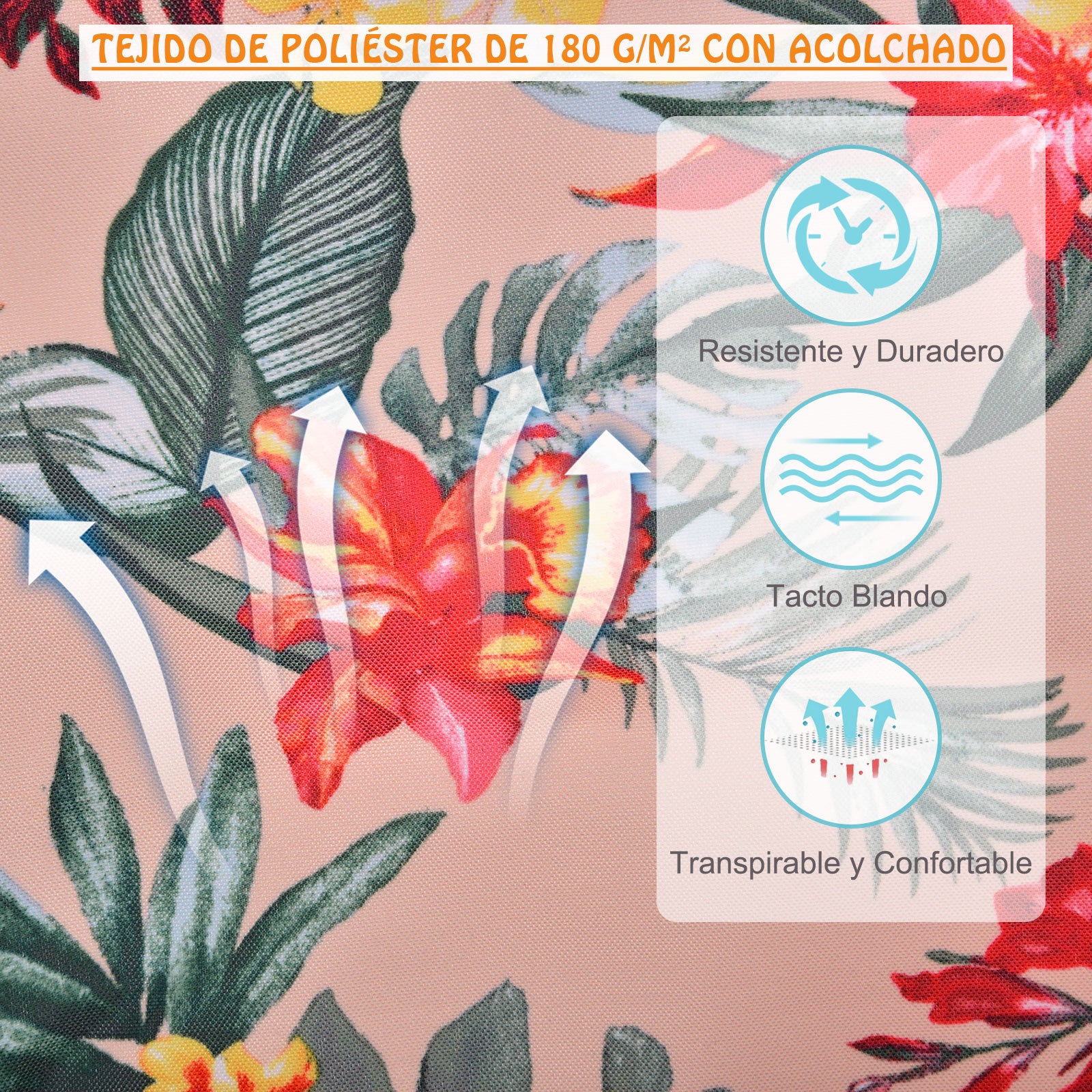 Outsunny Silla Colgante Para Exterior Interior De Flores 100x106cm Carga 100 Kg_5
