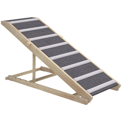 Pawhut Rampa Para Perros De Madera Plegable Altura Ajustable 41-60 Cm 120x50 Cm_0