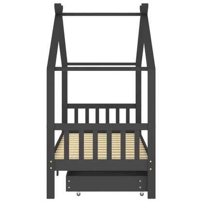 Vidaxl Estructura De Cama Infantil Y Cajones Madera Pino Gris 90x200cm_3