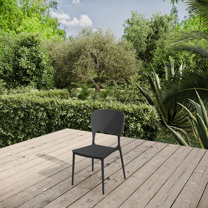 Juego De 4 Sillas Apilables De Polipropileno Carbono Negro - Muebles De Jardín - 46x51xh79.5cm_5