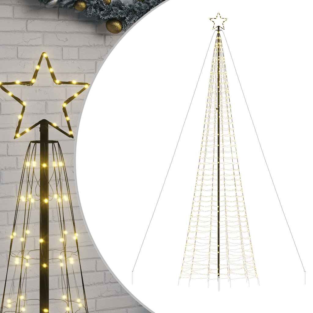 Vidaxl Árbol De Navidad Led Con Estacas 1534 Leds Blanco Cálido 500 Cm_0