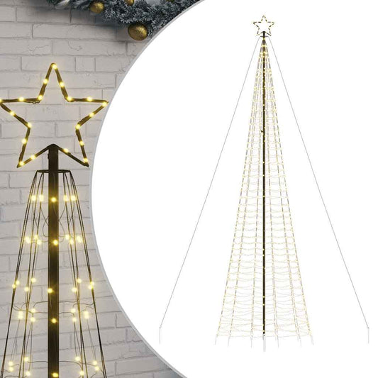 Vidaxl Árbol De Navidad Led Con Estacas 1534 Leds Blanco Cálido 500 Cm_0