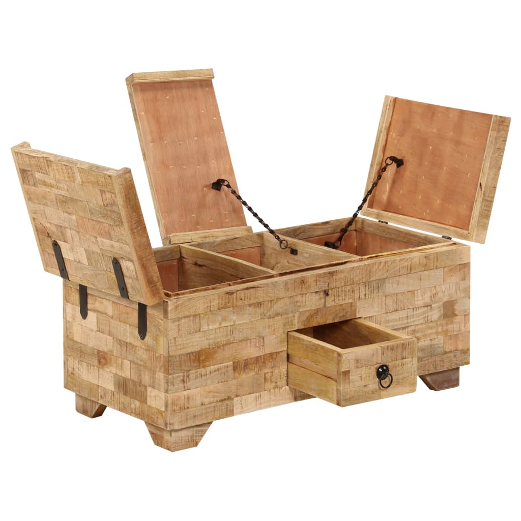Mesa De Centro De Madera Maciza De Mango 80x40x35 Cm_0