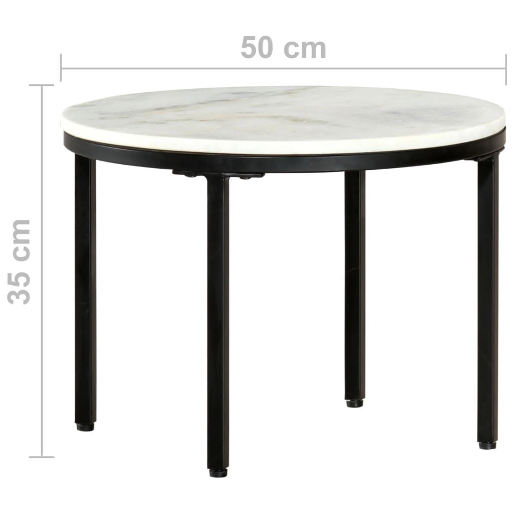 Mesa De Centro Mármol Macizo Auténtico Blanco Y Negro Ø50 Cm_2