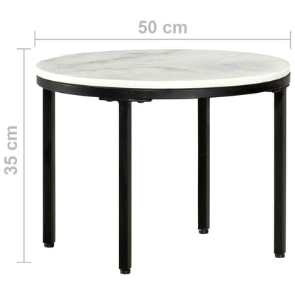 Mesa De Centro Mármol Macizo Auténtico Blanco Y Negro Ø50 Cm_2