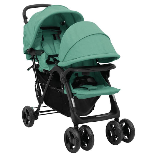 Vidaxl Carrito Para Gemelos Tandem De Acero Verde_0