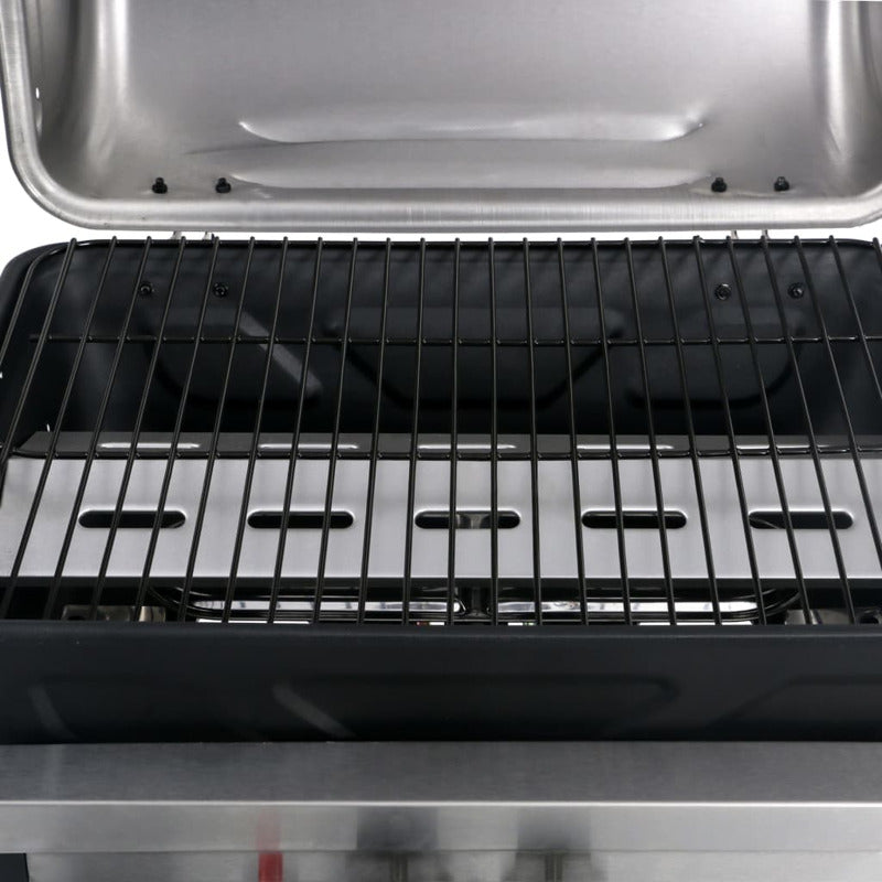 Vidaxl Barbacoa Portátil De Gas Con Mesita 3 Estantes Negro Y Plateado_5