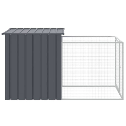 Caseta Perros Con Corral Acero Galvanizado Gris 110x201x110 Cm_3