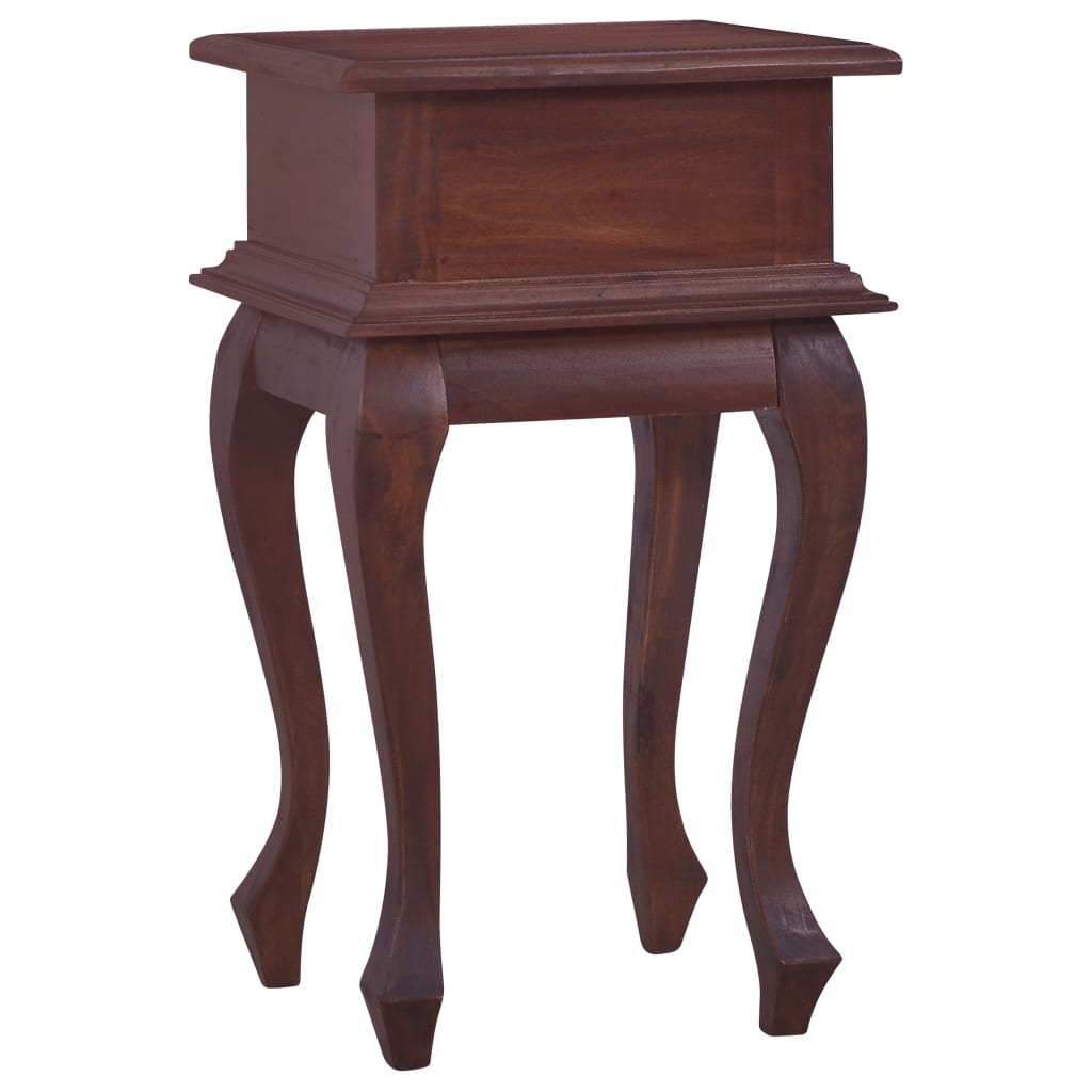 Mesita De Noche Clásica Madera Maciza Caoba Marrón 35x30x60 Cm_3