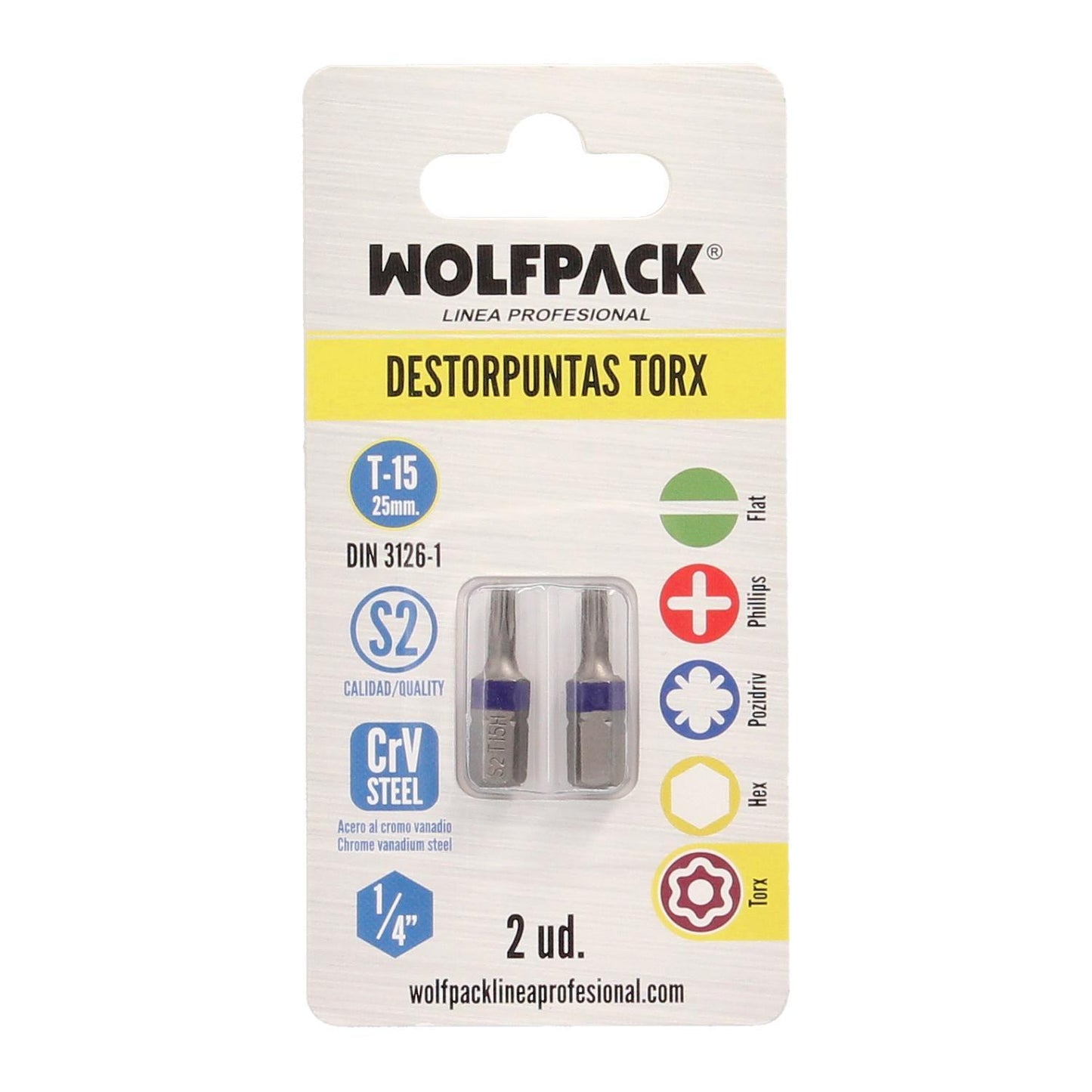 Puntas Destornillador Torx 15 Inviolable (2 Piezas). Acero S2 Al Cromo Vanadio. Puntas Hexagonales, Destorpuntas,_2