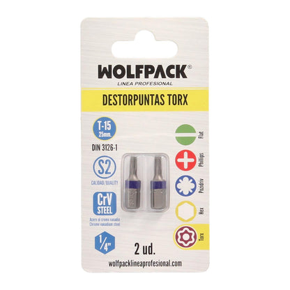 Puntas Destornillador Torx 15 Inviolable (2 Piezas). Acero S2 Al Cromo Vanadio. Puntas Hexagonales, Destorpuntas,_2