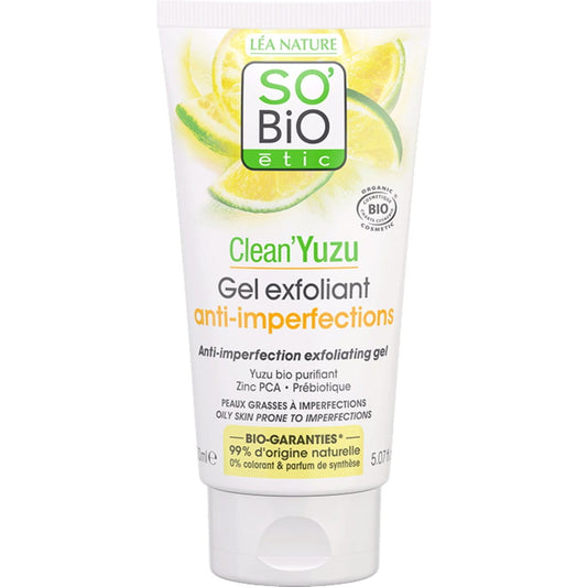 Gel exfoliante anti imperfecciones Clean Yuzu So'Bio étic 150 ml